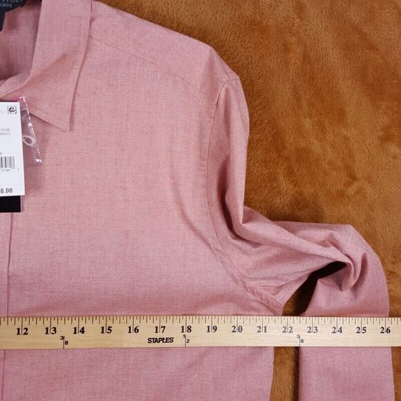 BLOOMINGDALES Shirt Mens Medium Brick Button Up Regular Fit Casual Workwear - Picture 5 of 7